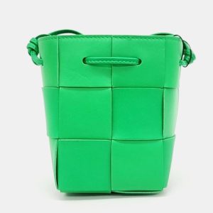 Bottega Veneta Green Woven Leather Cassette Bucket Bag, Handbags - Luxury Closet catalog