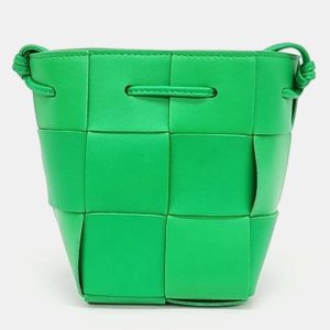 Bottega Veneta Green Woven Leather Cassette Bucket Bag, Handbags - Luxury Closet catalog