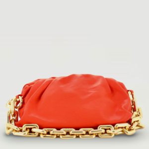 Bottega Veneta Orange Chain Pouch With Gold Chain, Shoulder Bags - Luxury Closet catalog