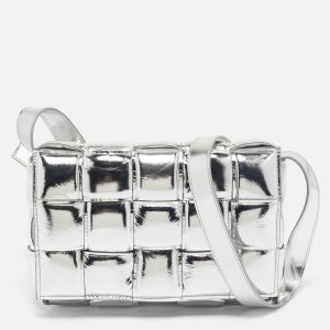 Bottega Veneta Silver Leather Intrecciato Cassette Padded Shoulder Bag, Shoulder Bags - Luxury Closet catalog