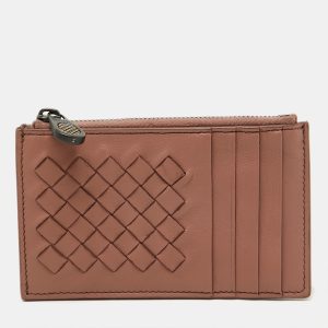 Bottega Veneta Dusty Pink Leather Intrecciato Zip Card Case, Wallets & Money Clips - Luxury Closet catalog