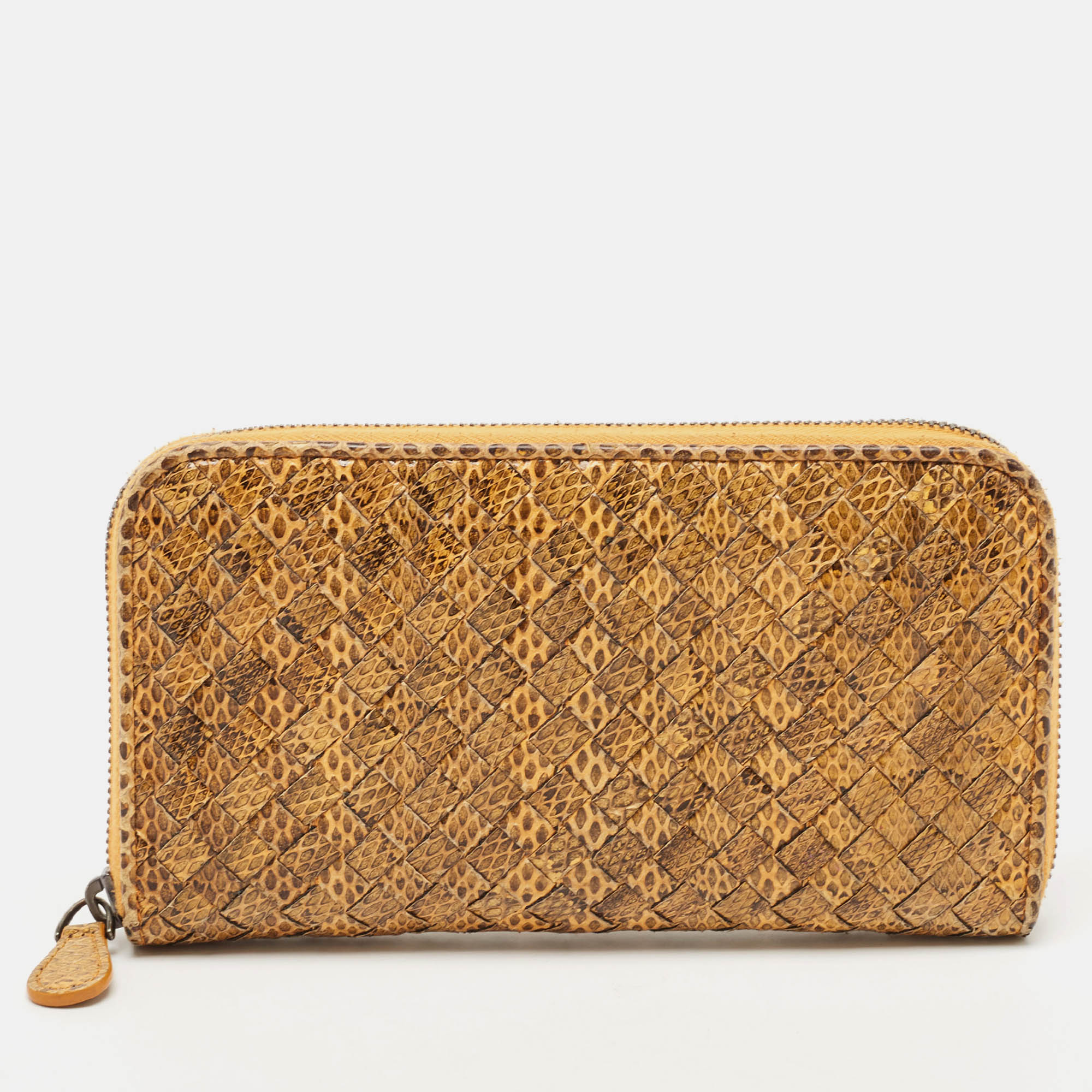 Bottega Veneta Orange/Black Karung Leather Zip Continental Wallet, Wallets & Money Clips - Luxury Closet catalog