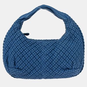 Bottega Veneta Blue Leather Intrecciato Hobo Bag, Shoulder Bags - Luxury Closet catalog