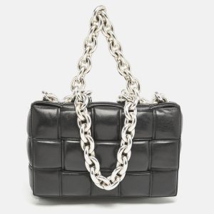 Bottega Veneta Black Intreccio Leather Padded Cassette Flap Shoulder Bag, Shoulder Bags - Luxury Closet catalog