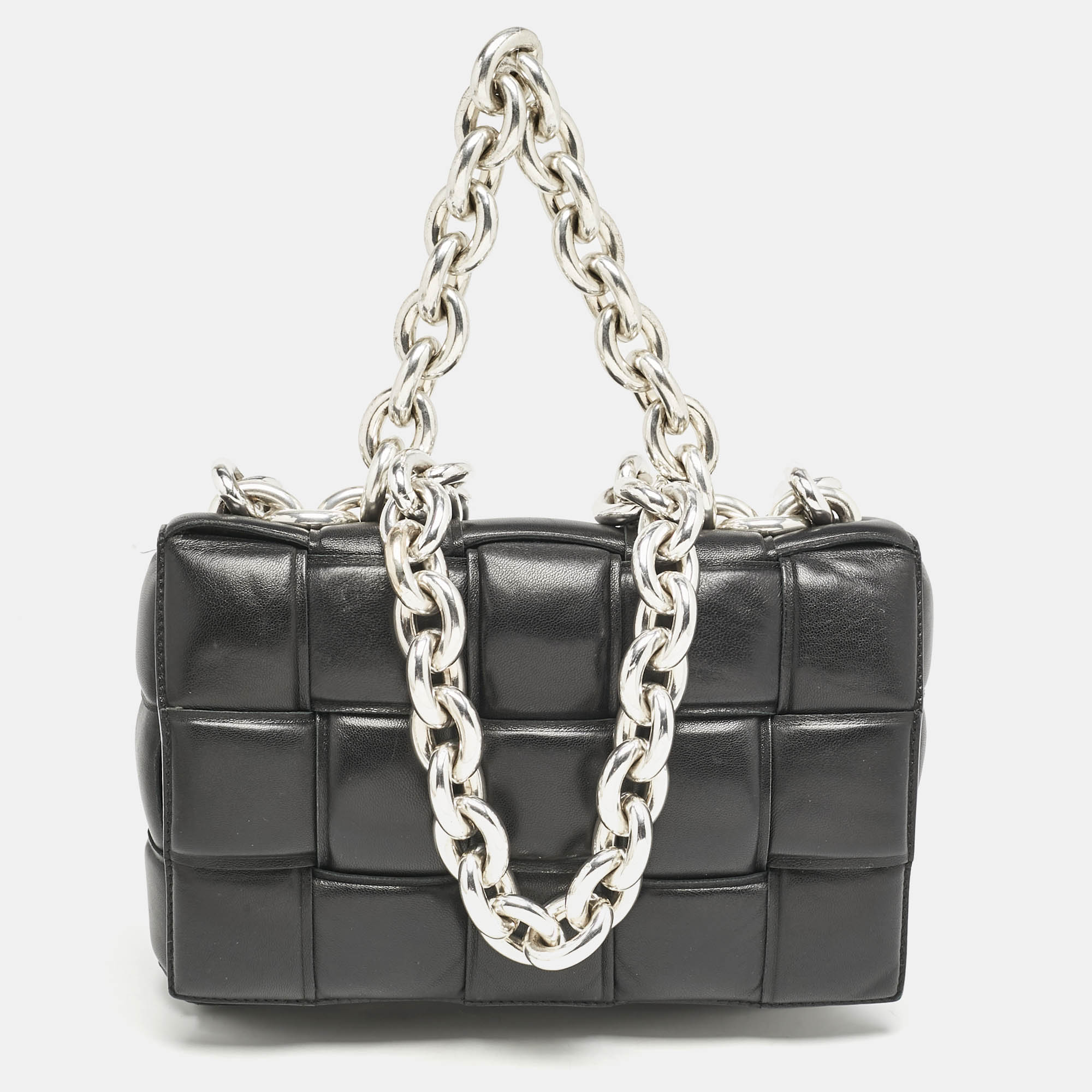 Bottega Veneta Black Intreccio Leather Padded Cassette Flap Shoulder Bag, Shoulder Bags - Luxury Closet catalog