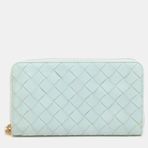 Bottega Veneta Blue Intrecciato Leather Zip Around Wallet, Wallets & Money Clips - Luxury Closet catalog