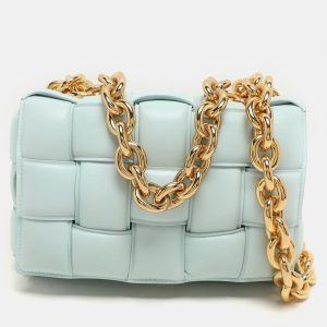 Bottega Veneta Blue Padded Intrecciato Leather Chain Cassette Shoulder Bag, Shoulder Bags - Luxury Closet catalog