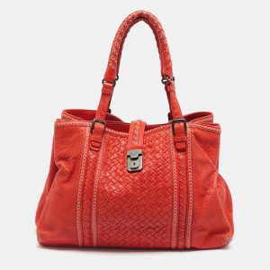 Bottega Veneta Red Intrecciato Pebbled Leather Medium Roma Tote, Tote Handbags - Luxury Closet catalog