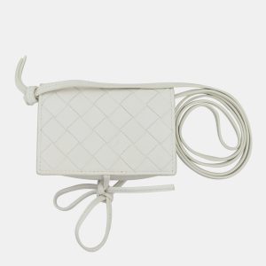 Bottega Veneta White Leather Intrecciato Crossbody Pouch, Handbags - Luxury Closet catalog