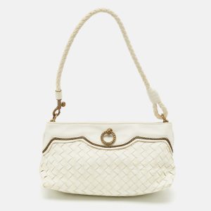 Bottega Veneta White Intrecciato Leather Frame Pochette Bag, Clutches & Special Occasion Bags - Luxury Closet catalog