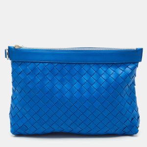 Bottega Veneta Blue Intrecciato Leather Top Zip Pouch, Clutches & Special Occasion Bags - Luxury Closet catalog