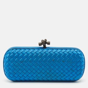 Bottega Veneta Blue Intrecciato Satin Stretch Knot Clutch, Clutches & Special Occasion Bags - Luxury Closet catalog