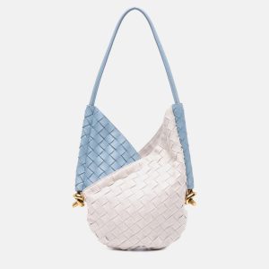 Bottega Veneta Blue/White Small Nappa and Canvas Intrecciato Solstice Shoulder Bag, Shoulder Bags - Luxury Closet catalog