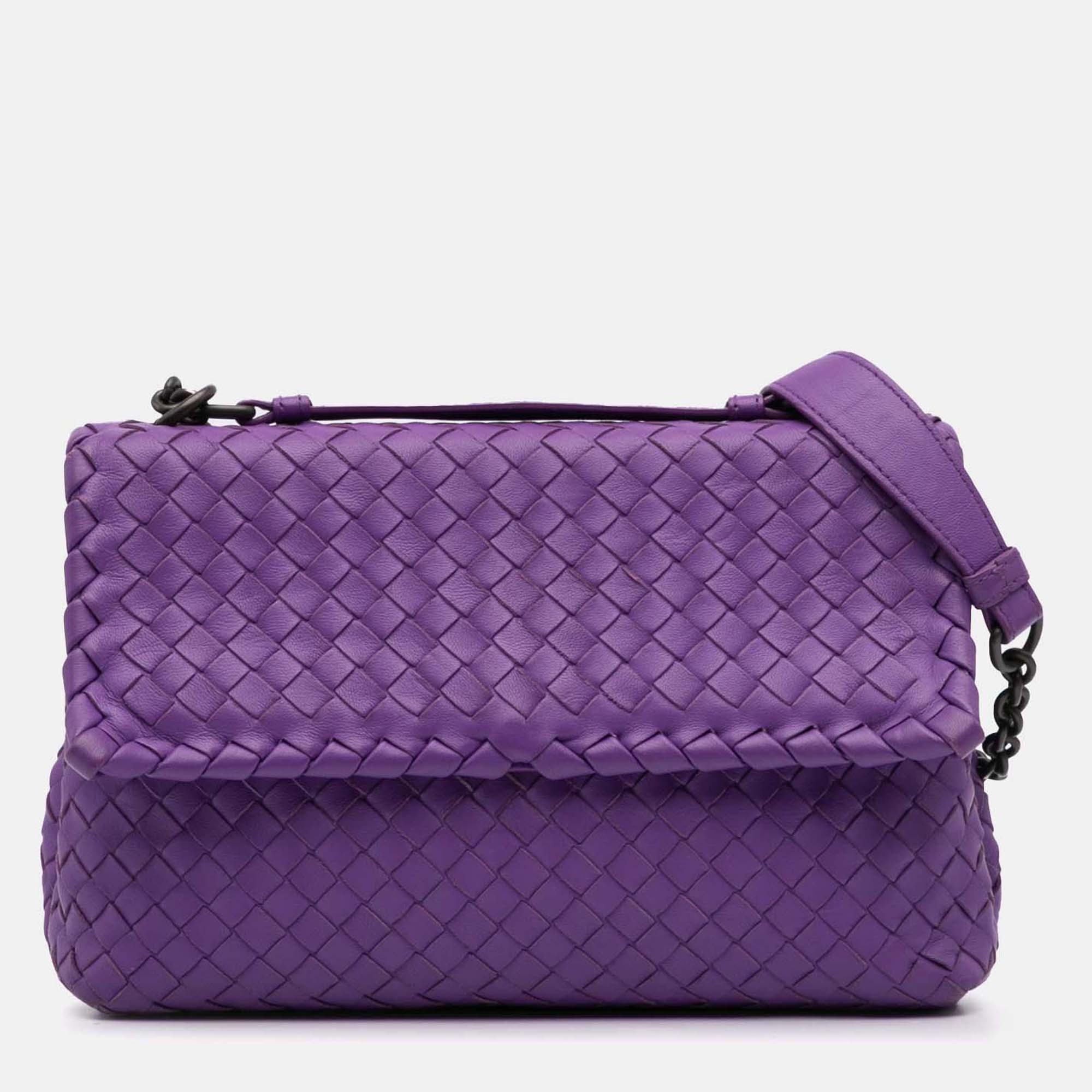 Bottega Veneta Purple Small Nappa Intrecciato Olimpia Shoulder Bag, Shoulder Bags - Luxury Closet catalog