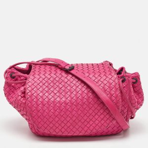 Bottega Veneta Pink Intrecciato Leather Flap Drawstring Crossbody Bag, Handbags - Luxury Closet catalog