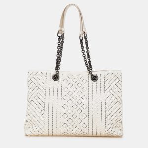 Bottega Veneta Double Chain Tote Medium White Intrecciato Stitched Leather Bag, Tote Handbags - Luxury Closet catalog