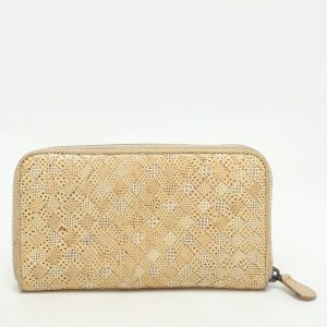 Bottega Veneta Lemon Washed Intrecciato Karung Leather Zip Around Wallet, Wallets & Money Clips - Luxury Closet catalog