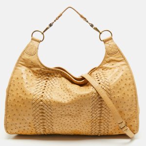 Bottega Veneta Tan Ostrich Oversized Hobo, Shoulder Bags - Luxury Closet catalog
