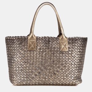 Bottega Veneta Gold Medium Lambskin Intreccio Cabat Tote, Tote Handbags - Luxury Closet catalog
