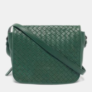 Bottega Veneta Green Intrecciato Leather Flap Crossbody Bag, Handbags - Luxury Closet catalog