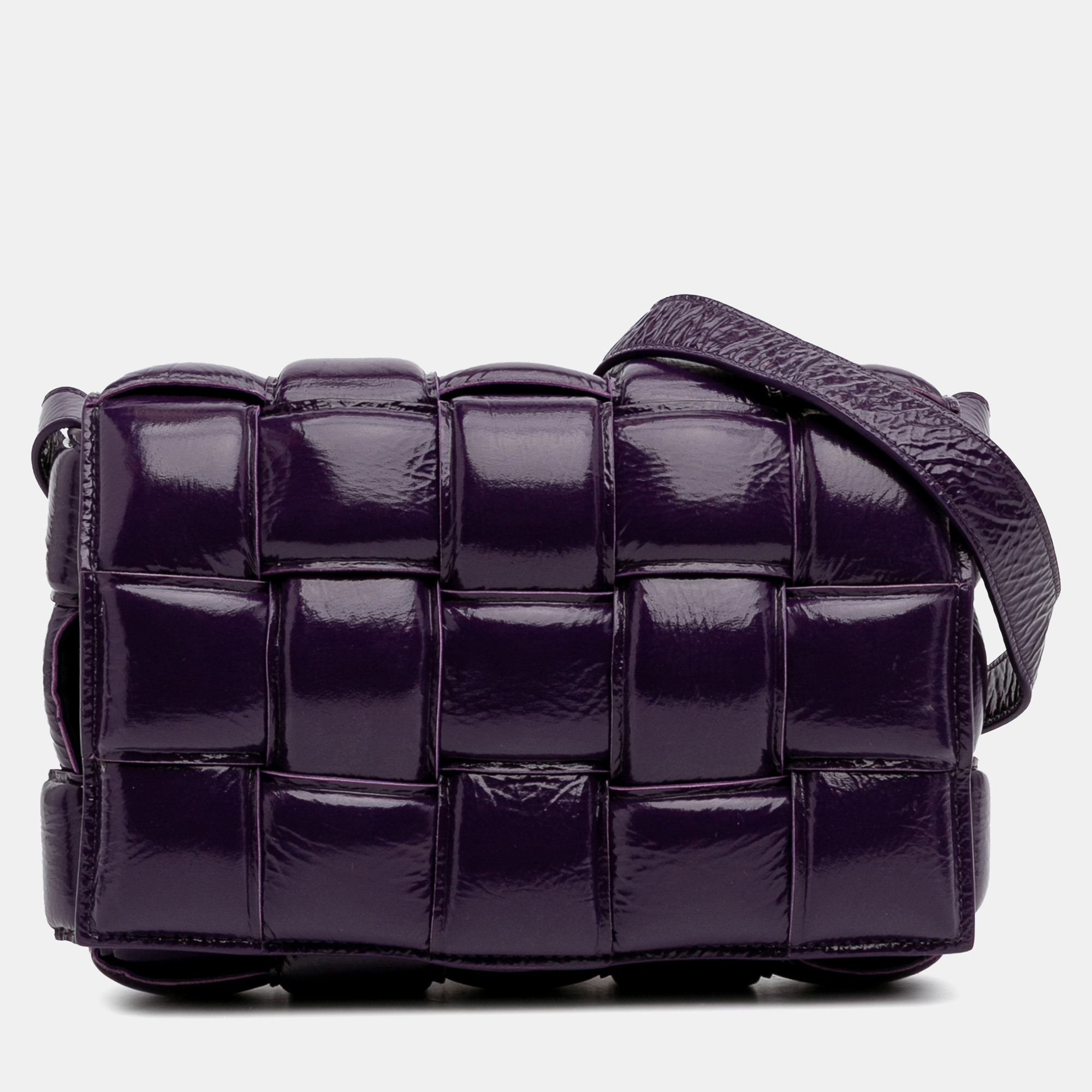 Bottega Veneta Purple Textured Deerskin Intrecciato Padded Cassette Crossbody, Shoulder Bags - Luxury Closet catalog