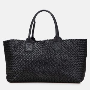 Bottega Veneta Black Medium Lambskin Intreccio Cabat Tote, Tote Handbags - Luxury Closet catalog