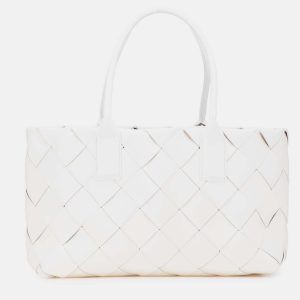 Bottega Veneta White Small Lambskin Intrecciato Cabat Tote, Tote Handbags - Luxury Closet catalog