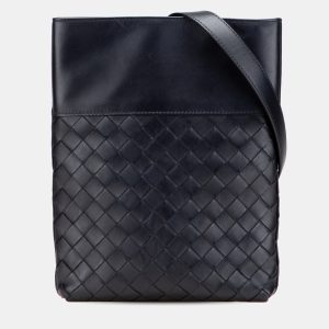 Bottega Veneta Black Nappa Intrecciato Messenger Bag, Shoulder Bags - Luxury Closet catalog