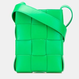 Bottega Veneta Green Mini Nappa Intrecciato Vertical Cassette Crossbody, Shoulder Bags - Luxury Closet catalog