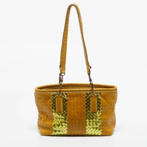 Bottega Veneta Yellow/Gold Intrecciato Leather Shopper Tote, Tote Handbags - Luxury Closet catalog