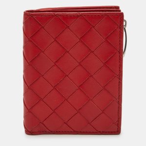 Bottega Veneta Red Intrecciato Leather Zip Bifold Card Holder, Wallets & Money Clips - Luxury Closet catalog