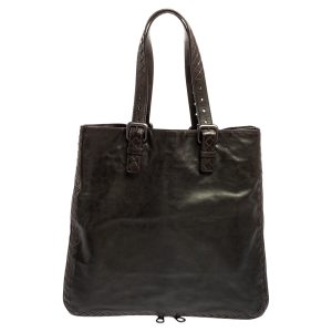 Bottega Veneta Dark Brown Intrecciato Trim Leather Expandable Tote, Tote Handbags - Luxury Closet catalog