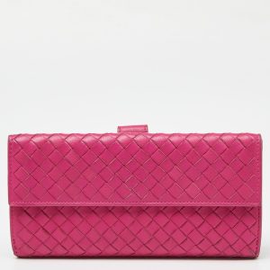 Bottega Veneta Pink Intrecciato Leather Flap Continental Wallet, Wallets & Money Clips - Luxury Closet catalog