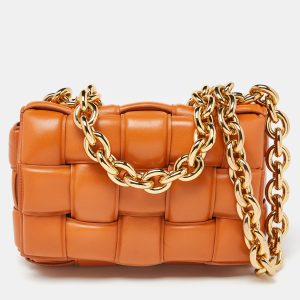 Bottega Veneta Pale Orange Leather Chain Cassette Top Handle Bag, Shoulder Bags - Luxury Closet catalog