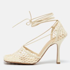 Bottega Veneta Cream Leather and Stretch Mesh Wrap Around Pumps Size 41, Pumps - Luxury Closet catalog