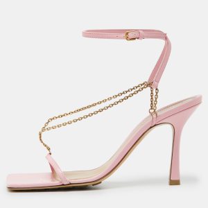 Bottega Veneta Pink Leather Chain Link T Strap Sandals Size 39, Sandals - Luxury Closet catalog