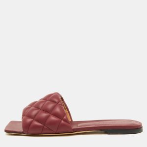 Bottega Veneta Burgundy Leather Lido Flat Slide Sandals Size 39, Sandals - Luxury Closet catalog