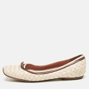 Bottega Veneta Cream Woven Leather Intrecciato Ballet Flats Size 36, Flats - Luxury Closet catalog
