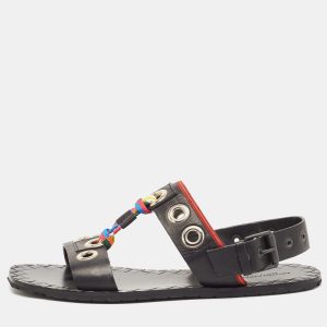 Bottega Veneta Black Leather Grommet Slingback Flat Sandals Size 40, Sandals - Luxury Closet catalog
