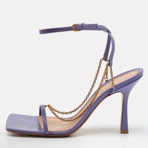 Bottega Veneta Purple Leather Chain Stretch Ankle Strap Sandals Size 38, Sandals - Luxury Closet catalog