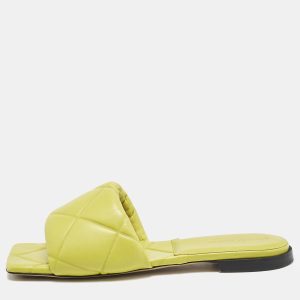 Bottega Veneta Yellow Quilted Leather Lido Flat Slides Size 40, Sandals - Luxury Closet catalog