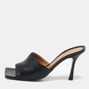 Bottega Veneta Black Leather Stretch Square Toe Slide Sandals Size 40, Sandals - Luxury Closet catalog