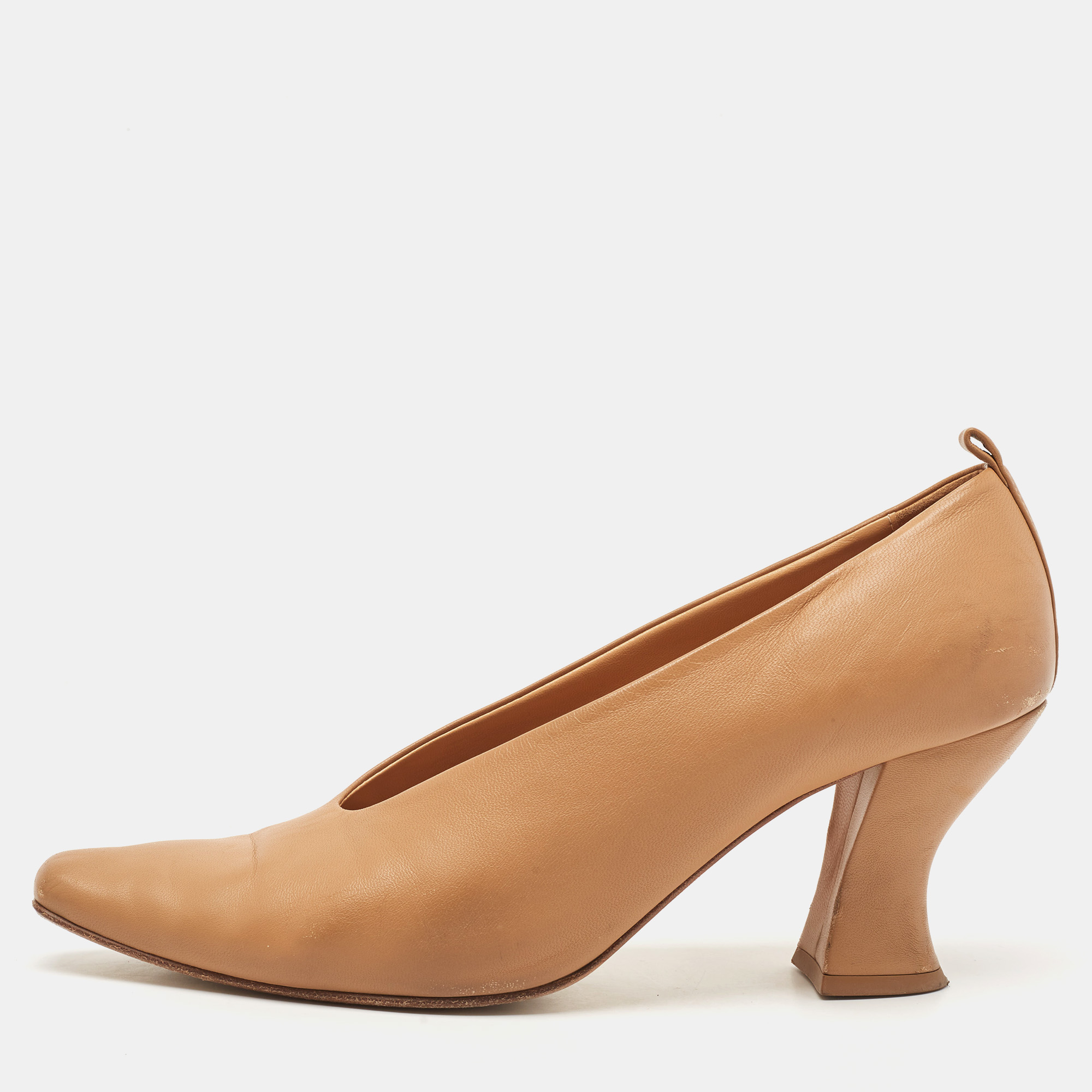 Bottega Veneta Beige Leather Block Heel Pumps Size 40.5, Pumps - Luxury Closet catalog