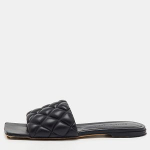 Bottega Veneta Black Quilted Leather Lido Flat Slide Sandals Size 36, Sandals - Luxury Closet catalog