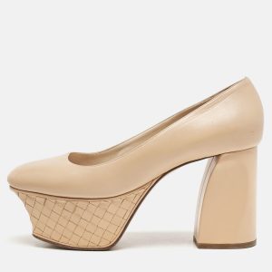 Bottega Veneta Beige Leather Intrecciato Platform Pumps Size 38, Pumps - Luxury Closet catalog