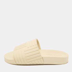 Bottega Veneta Cream Embossed Rubber Flat Slide Sandals Size 37, Sandals - Luxury Closet catalog