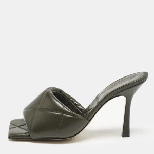 Bottega Veneta Olive Green Leather Lido Slide Sandals Size 38, Sandals - Luxury Closet catalog