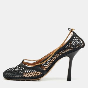 Bottega Veneta Black Leather and Mesh Stretch Ankle Strap Pumps Size 38, Pumps - Luxury Closet catalog