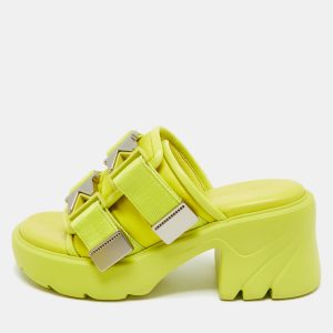 Bottega Veneta Neon Yellow Nylon and Leather Flash Platform Slide Sandals Size 39, Sandals - Luxury Closet catalog
