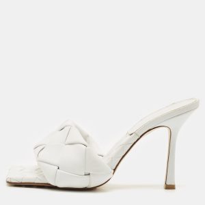 Bottega Veneta White Intrecciato Leather Lido Slide Sandals Size 39, Sandals - Luxury Closet catalog